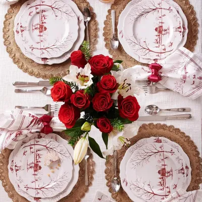 Country Estate Winter Frolic Ruby Dinner Plate
