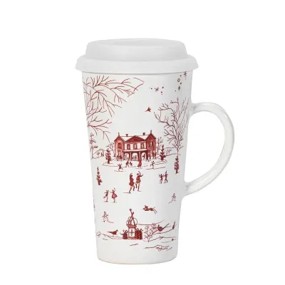 Country Estate Winter Frolic Travel Mug with Silicone Lid