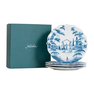 Country Estate Delft Blue Party Plate Assorted Set of 4