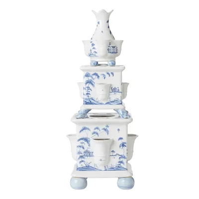 Country Estate Tulipiere Tower Set of 3 Pc - Delft Blue