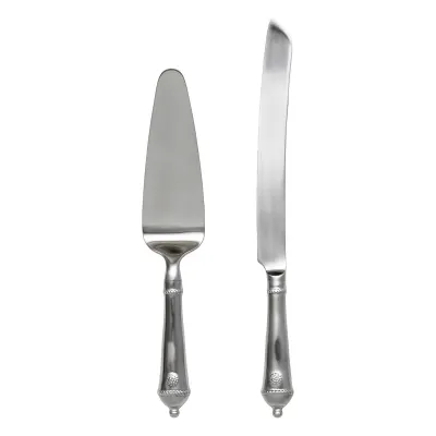 Berry & Thread Cake Knife and Server Set of 2 Pc - Bright Satin