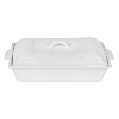 Berry & Thread Whitewash 13" Rectangular Baker with Lid