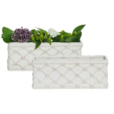 Berry & Thread Whitewash Parterre Garden Planter Petite 8" Set of 2
