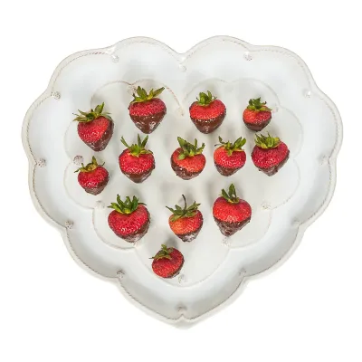 Berry & Thread Whitewash Heart Platter 15"