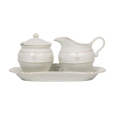 Berry & Thread Sugar and Creamer Set of 3 pc Whitewash