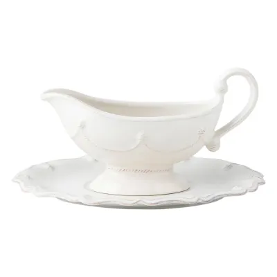 Berry & Thread Whitewash Sauce Boat & Stand