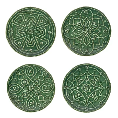 Jardins Du Monde Side/Cocktail Plate Assorted Set of 4 - Basil