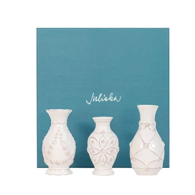 Jardins Du Monde Mini Vase Trio Set of 3 Pc - Whitewash