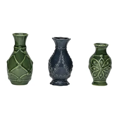 Veronica Beard x Juliska Jardins du Monde Mini Vase Trio Set of 3 Pc - Green/Blue
