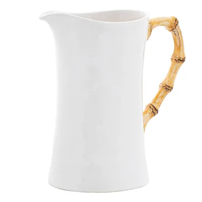 Classic Bamboo Natural Ceramic Large Pitcher