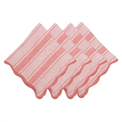 Cabana Stripe Napkin Set of 4 - Coral