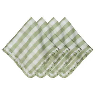 Gingham Ruffle Seagrass Napkin Set of 4