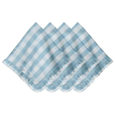 Gingham Ruffle Ocean Napkin Set of 4