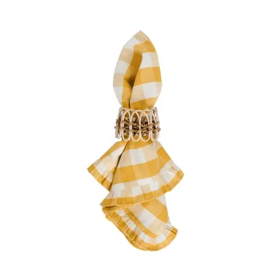 Gingham Ruffle Sunshine Napkin Set of 4