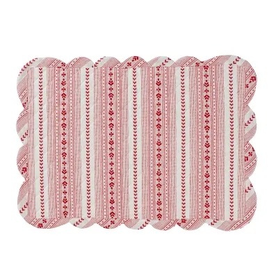 Villa Stripe Quilted Placemat Ruby