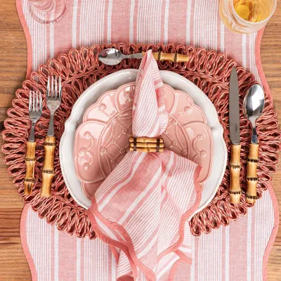 Straw Loop Oval Placemat - Coral