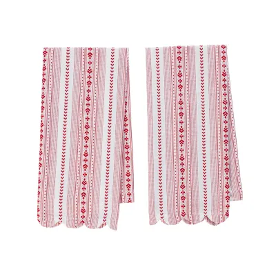 Villa Stripe Kitchen Towel Set of Two Ruby