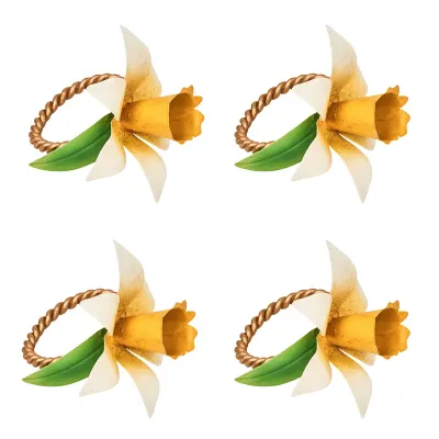 Meadow Walk Daffodil Napkin Ring, Set of 4 - Yellow