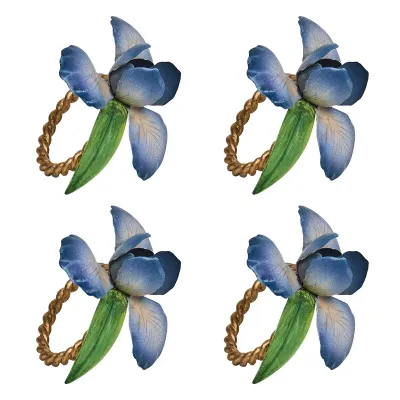Meadow Walk Iris Chambray Napkin Ring Set of 4