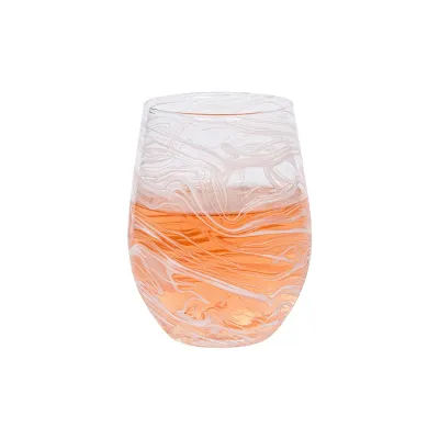 Puro Marbled Stemless Wine Glass White