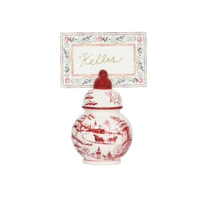 Country Estate Winter Frolic Ginger Jar Place Card Holder Set of Four Ruby