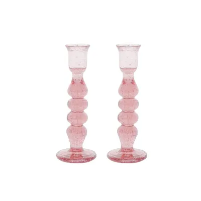 Provence 7" Candlestick Set of 2 - Blush