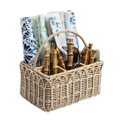 Provence Rattan Silverware Caddy - Whitewash