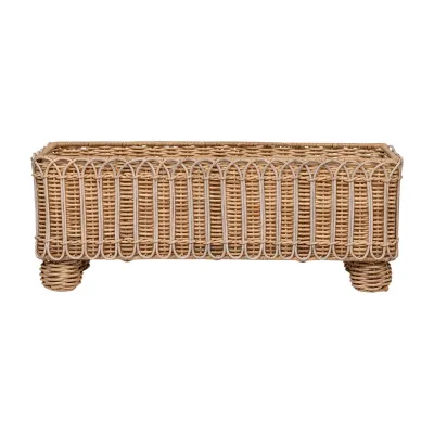 Provence Rattan Rectangular Planter Whitewash