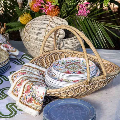 Provence Rattan Gathering Basket Whitewash
