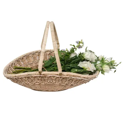 Provence Rattan Gathering Basket Whitewash