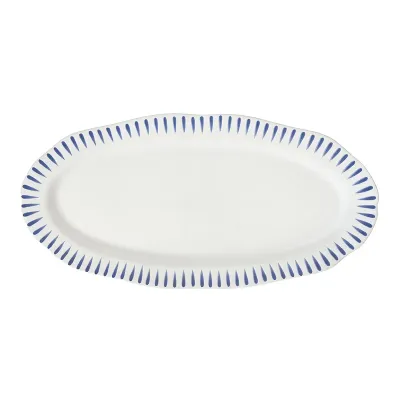 Sitio Stripe 15" Hostess Tray - Delft Blue