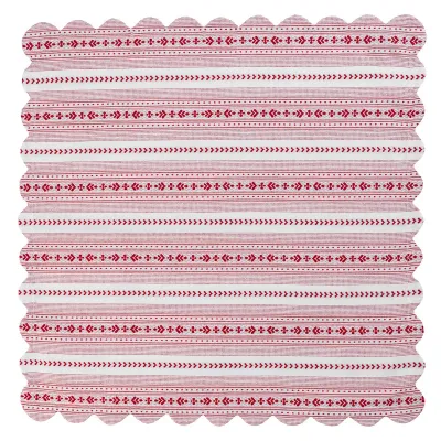 Villa Stripe 52" Square Tablecloth Ruby