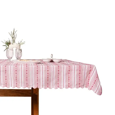 Villa Stripe 52" Square Tablecloth Ruby