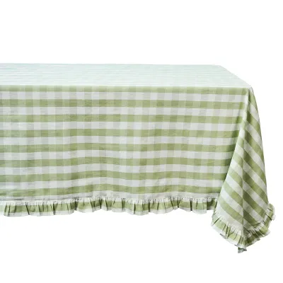 Gingham Ruffle Seagrass Table Runner 18" x 90"