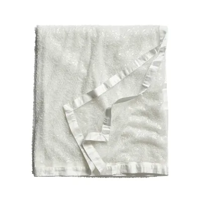 Beaded White Tablecloth 60" x 130"