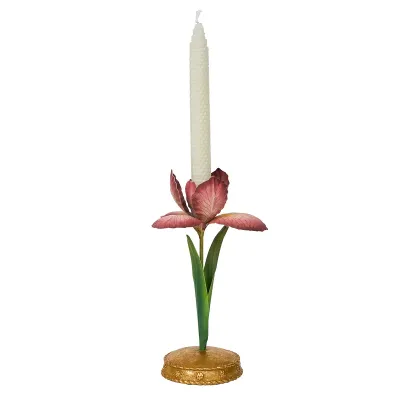 Meadow Walk Iris 9" Candlestick - Pink