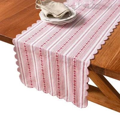 Villa Stripe 18" x 90" Table Runner Ruby