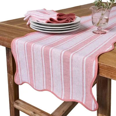 Cabana Stripe 18" x 90" Table Runner - Coral