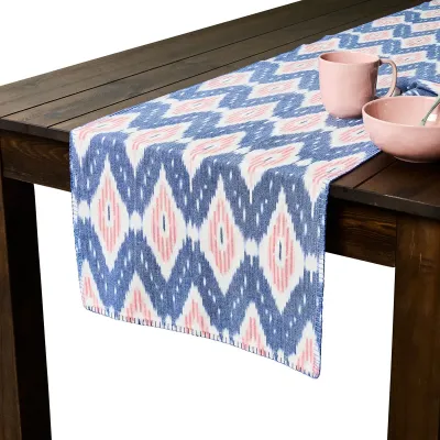 Ikat Blue/Pink Table Runner 18" x 90"
