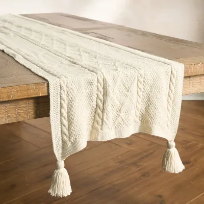 Berry & Thread Ivory Cable Knit Table Runner 18" x 108"