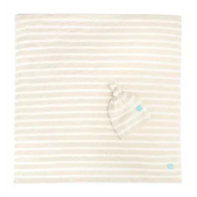 Baby Blanket Mini Stripe with Cap Malt/Crème 30" x 30"
