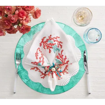 Coral Spray Napkin Ring in Natural, Coral & Turquoise
