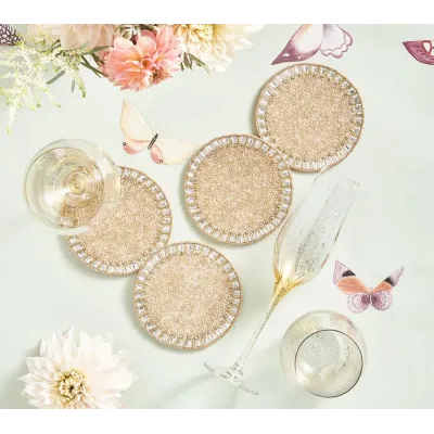 Bevel Gold/Silver Coasters, Set of Four