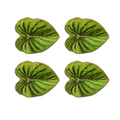Tropicana Set of 4 Green Coasters