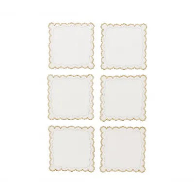 Arches Set of 6 White/Gold/Silver Cocktail Napkins