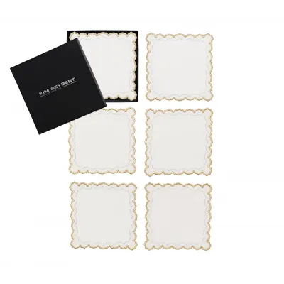 Arches Set of 6 White/Gold/Silver Cocktail Napkins