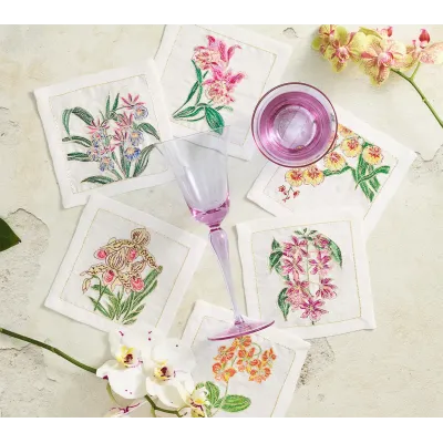 Orchid White & Multi Cocktail Napkins Set of 6 in a Gift Box