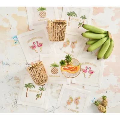 Mingle White & Multi Cocktail Napkin Set of 8 in a Gift Box
