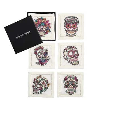 Day of The Dead Cocktail Napkins White/Multi, Set of 6