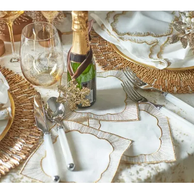 Frame Set Of 6 White/Gold/Silver Cocktail Napkins